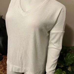 Women's White V-Neck Sweater